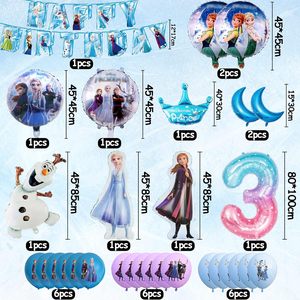 Frozen dekorasi pesta ulang tahun perlengkapan bertema <span class=keywords><strong>Elsa</strong></span> dengan balon spanduk kue Topper untuk anak perempuan hadiah perayaan rumah 2026 - Product Image 2