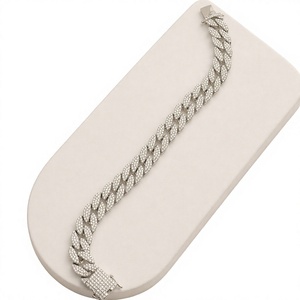 กำไลข้อมือเงินแท้ 925 แบบ Cuban Link ประดับเพชรซิคอนทรงกลม ดีไซน์หรูหราสำหรับทุกเพศ - Product Image 2