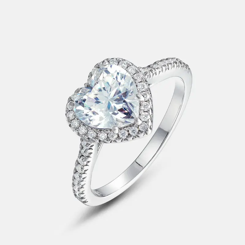 Kacy Schlussverkauf Herz Moissanit-Ring Mode-Design 925er Sterling-Silber-Ring für Damen