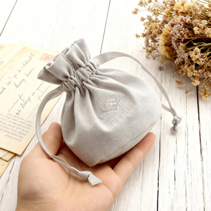 Wholesale Recyclable Customized Color Small Cotton Drawstring Pouch Gift <b>Bag</b> with Embroidered Logo - Product Image 2