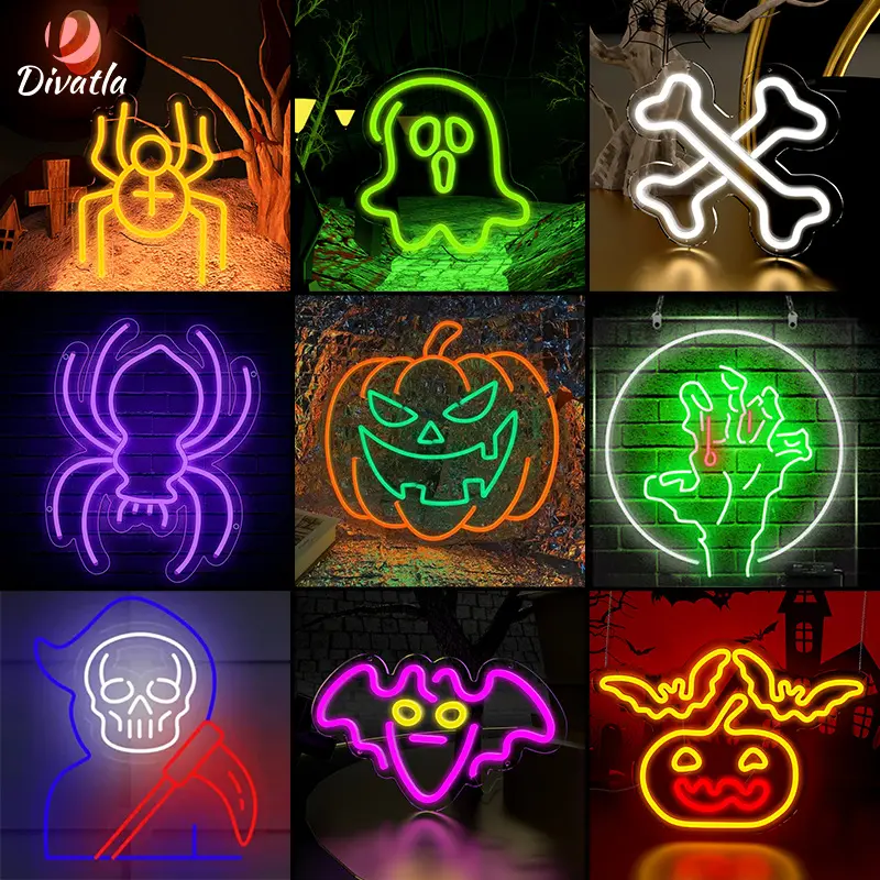 Le luci al neon all'ingrosso firmano il logo personalizzato per la decorazione della festa di halloween luci flessibili hanno condotto l'insegna al neon