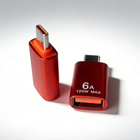 Adaptateur OTG 6A 120W DC USB-C vers USB-A en alliage d'aluminium pour téléphone portable, ordinateur portable, appareil photo - Compatible Core I7