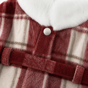 Cape en laine rayée rouge légère pour petits chiens, poncho chaud pour <span class=keywords><strong>chien</strong></span> avec col en fourrure, manteau d'hiver, tailles S M L XL XXL - Product Image 2