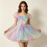 Ruban en organza à sequins holographiques brillants en gros, ruban en maille dégradé fantaisie pour la décoration de vêtements