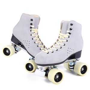 Giày trượt băng Đôi Xuyên biên giới mô hình thoáng khí màu xám nam và nữ có thể điều chỉnh Giày trượt con lăn phanh - Product Image 1