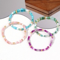 Mode été plage bijoux délicat pierre naturelle à la main classique macaron couleur coquille perlée Bracelet pour les femmes
