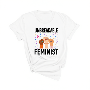 Maglietta Femminista Infrangibile da Donna, T-Shirt Casual 100% Cotone, Girocollo, Manica Corta, Vestibilità Regolare, Tessuto Jersey Stampato - Product Image 1