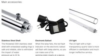 Lampe UV submersible pour piscine, étang, désinfection immergée, lumière germicide 254 nm, ozone ou sans ozone