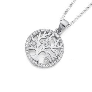 Collar con colgante de árbol de la vida para mujer, joyería de diseño minimalista, colgante de árbol de la vida completo personalizado con circón cúbico - Product Image 2
