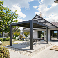 Pergola motorisée en aluminium avec toit à lames orientables, finition thermolaquée, gazebo rectangulaire pour patio extérieur, jardin, cour, ombrage