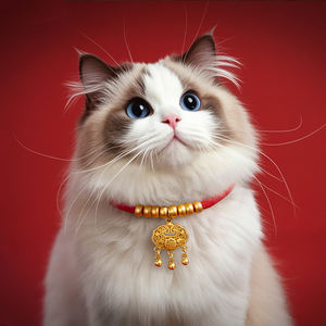 애완 동물을위한 조정 가능한 합금 액세서리 고양이 개를위한 동물 패턴과 리본 장식과 유니버설 디자인 레드 럭키 칼라 - Product Image 2