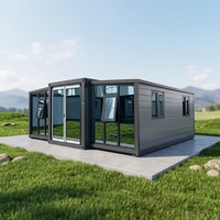 Maison modulaire préfabriquée à double aile extensible à installation rapide, 20 pieds, 40 pieds, avec cuisine et salle de bain