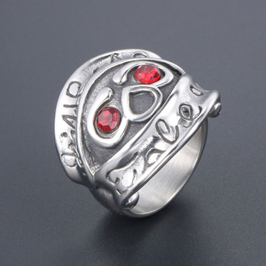 Vintage Red Eye Skull <b>Ring</b> Men's <b>Titanium</b> Steel Prong Setting Gift Jewelry SA784 - Product Image 3