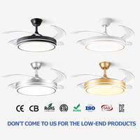Ventilateur de Plafond Rétractable Moderne et Simple avec Lumière LED pour Salon et Chambre