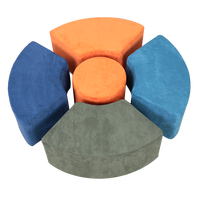 Juego de Sofás Educativos Modulares para Niños, 5 Piezas, de Espuma Sin Huesos, Suaves, Ecológicos, Ajustables, con Diseño de Flores y Círculos, para la Escuela