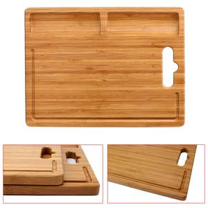 Planche à découper en bambou moderne et écologique, taille personnalisable, forme rectangulaire, poignée latérale, idéale <span class=keywords><strong>pour</strong></span> la cuisine, rainures <span class=keywords><strong>pour</strong></span> viande et jus - Product Image 3