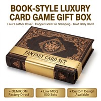 Caja de Regalo Rígida Tipo Libro con Grabado Personalizado, Empaque de Lujo Tipo Concha con Bandeja de EVA Negra y Banda Protectora para Sets de RPG