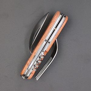Utensilios para comer para acampar en caliente, cuchara portátil, tenedor, cuchillo, abrebotellas, juego <span class=keywords><strong>de</strong></span> Camping, cubiertos <span class=keywords><strong>de</strong></span> acero inoxidable con herramienta desmontable - Product Image 1