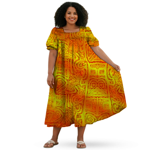Vestido Mumu Polinesio Micronésico al por Mayor, Vestido Informal Bohemio para Mujer, Talla Grande, con Estampado Tribal <span class=keywords><strong>Elei</strong></span>, Suministro Directo - Product Image 5