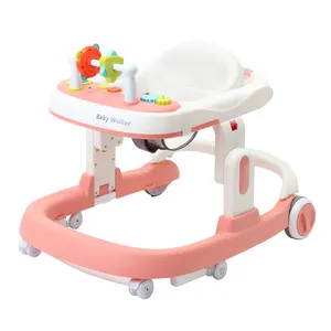 Wholesale new design pink multifunctional baby walkers speed adjustable folding musical baby carrier walker