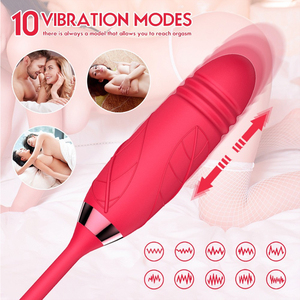 Vibrateur à pression longue durée 2 secondes, 10 fréquences, succion clitoridienne, léchage de langue, tige télescopique, magnétique USB, IPX7, pour femme - Product Image 2