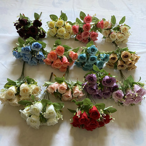 Fleurs Yiyi, fleur artificielle à 9 têtes, bouton de pierre précieuse, roses bleues, décoration intérieure, accessoire de mariage - Product Image 3