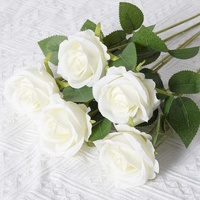 Rose artificielle en velours de haute qualité à tige unique pour la Saint-Valentin, la décoration de la maison et de mariage, fleur artificielle durable au toucher mural