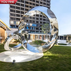 <span class=keywords><strong>Sculpture</strong></span> <span class=keywords><strong>de</strong></span> <span class=keywords><strong>jardin</strong></span> <span class=keywords><strong>contemporaine</strong></span> YOUFINE, grande <span class=keywords><strong>sculpture</strong></span> circulaire en acier inoxydable poli, finition miroir - Product Image 6