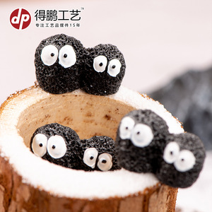 Adornos de resina con musgo para micropaisajes, dos cerditos negros unidos, pintados a mano, decoración de jardín independiente - Product Image 4