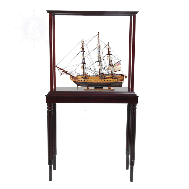 Handcrafted OMH Brand USS Constitution Small Model Ship Cedar Wood Painted Nautical Customized Freestanding Gift Display Case