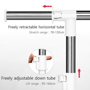 Porte-vêtements mobile à double barre en métal, intérieur/extérieur, télescopique, relevable, pour balcon, séchoir à linge, porte-manteau à double barre - Product Image 5