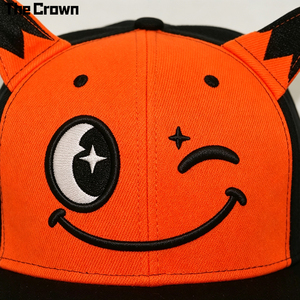 Custom Logo Funny <b>Hat</b> Embroidered Character Face Cap Wholesale Bulk 3D Horn Ears <b>Flat</b> Brim Novelty <b>Hat</b> Manufacturer - Product Image 2