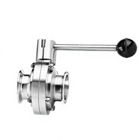 Vanne papillon sanitaire manuelle à bride tri-clamp en acier inoxydable de qualité alimentaire 3A/SMS/DIN 304 316L, soudée bout à bout