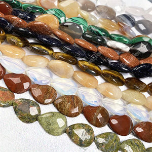 Perles de pierres précieuses facettées en forme de goutte d'eau : Agate, Quartz, Malachite, Unakite, Jaspe, Opalite, Goldstone, Gouttes d'eau, 19CM pour la fabrication de bijoux - Product Image 3
