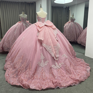 Magnifique <span class=keywords><strong>robe</strong></span> <span class=keywords><strong>de</strong></span> bal rose à épaules dénudées, ornée <span class=keywords><strong>de</strong></span> perles, pour filles, <span class=keywords><strong>robe</strong></span> <span class=keywords><strong>de</strong></span> Quinceañera, longueur au sol, traîne chapelle, dentelle, <span class=keywords><strong>robe</strong></span> <span class=keywords><strong>de</strong></span> <span class=keywords><strong>soirée</strong></span> <span class=keywords><strong>vintage</strong></span> - Product Image 5