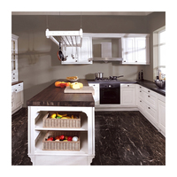 Meubles de cuisine blancs peints en gros pour maison moderne avec vitrine et rangement compact
