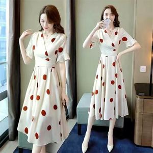 2022 mujeres verano Cruz cuello pico manga corta volantes vestidos coreanos punto impreso vendaje moda Slim A-line <span class=keywords><strong>vestido</strong></span> Casual - Product Image 4