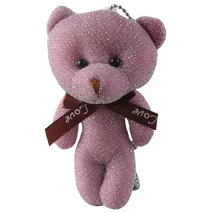 gấu keychain búp bê Suppliers-Sáng Lụa Bow Tie Gấu Sang Trọng Mặt Dây Chuyền Túi Keychain Búp Bê Đồ Chơi Trẻ Em