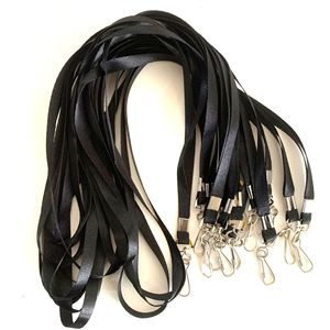 Flat Id <b>Lanyard</b> Black <b>Polyester</b> Metal Buckle Student Phone <b>Lanyard</b> Rotatable Badge Rope Custom Logo 1x45cm - Product Image 5