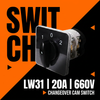 Commutateur rotatif manuel en plastique LW31, bouton de transfert à 5 positions, 15A 63A, inverseur de source, indice de protection IP65, conforme à la norme IEC60947