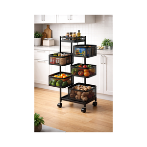 OEM/ODM Best Price <b>Rotating</b> Metal 5-Tier Standing Kitchen Vegetable & Fruit <b>Storage</b> <b>Rack</b> with Easy Assembly EDPRMS000 - Product Image 1