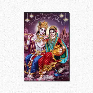 India Religion Lord Radha Krishna Canvas Painting Portrait Posters and Prints on The Wall Art Picture