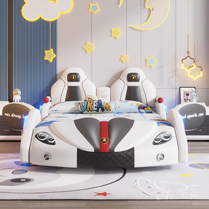 Letto per Bambini Moderno e di Tendenza a Forma di Auto per Ragazzi, Letto per Bambini Imbottito in Pelle con Sponde di Sicurezza, Letto Matrimoniale Creativo per Bambini - Product Image 3