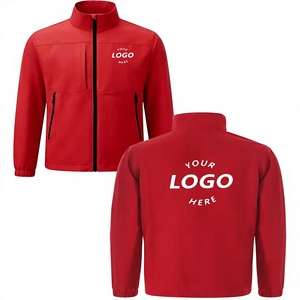 Men's Red Fleece Jacket <b>Zip</b> <b>up</b> Stand Collar Windproof Custom Logo Casual Outdoor Workwear Winter Made in Bangladesh - Product Image 1