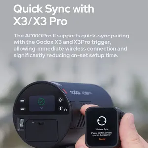 Flash de poche <span class=keywords><strong>Godox</strong></span> <span class=keywords><strong>AD100Pro</strong></span> II HSS TTL, temps de recyclage de 1,5 s, 490 éclairs pleine puissance, écran couleur HD, indicateur lumineux à 16 groupes de couleurs - Product Image 6