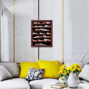 Wooden Knife Storage Rack <b>Wall</b> Mounted 7 Layer <b>Display</b> <b>Case</b> For Pocket Knives And Badges - Product Image 1