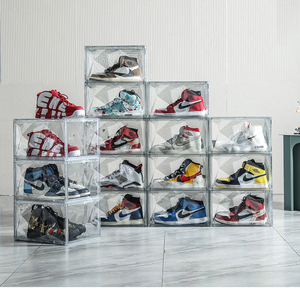 Single layer Wholesale High Quality Shoe Storage Boxes Clear Plastic Stack-able Shoe Organizer Bins