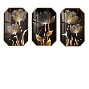 Tableaux décoratifs muraux imprimés de fleurs de formes irrégulières, vente en gros d'usine, dernières nouveautés, lot de 3 pièces, nature morte, pour la maison et l'hôtel - Product Image 1