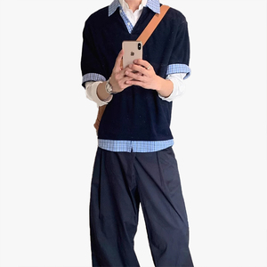 Camiseta Polo de Verano 2026 de Dos Piezas, Manga Corta, Estilo Preppy, con Solapa a Cuadros, para Hombre, de Marca Moderna - Product Image 3