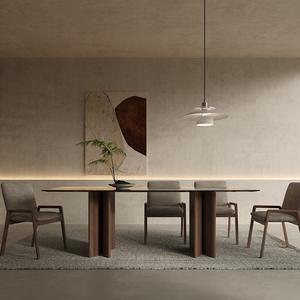 Mesa de Comedor Rectangular Plegable Minimalista Italiana Finnavia con Tapa de Mármol y Acabado en Nogal Negro <span class=keywords><strong>Alan</strong></span> - Product Image 4